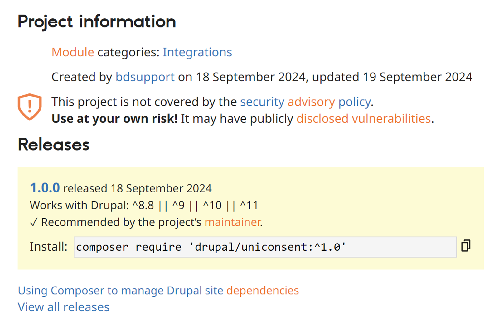 UniConsent Drupal Installation