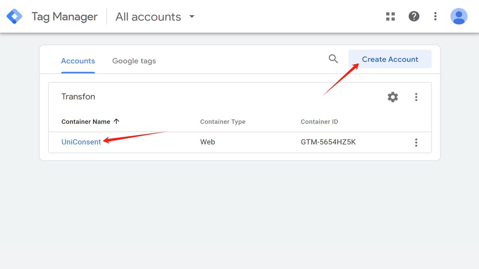 Create Google Tag Manager Account