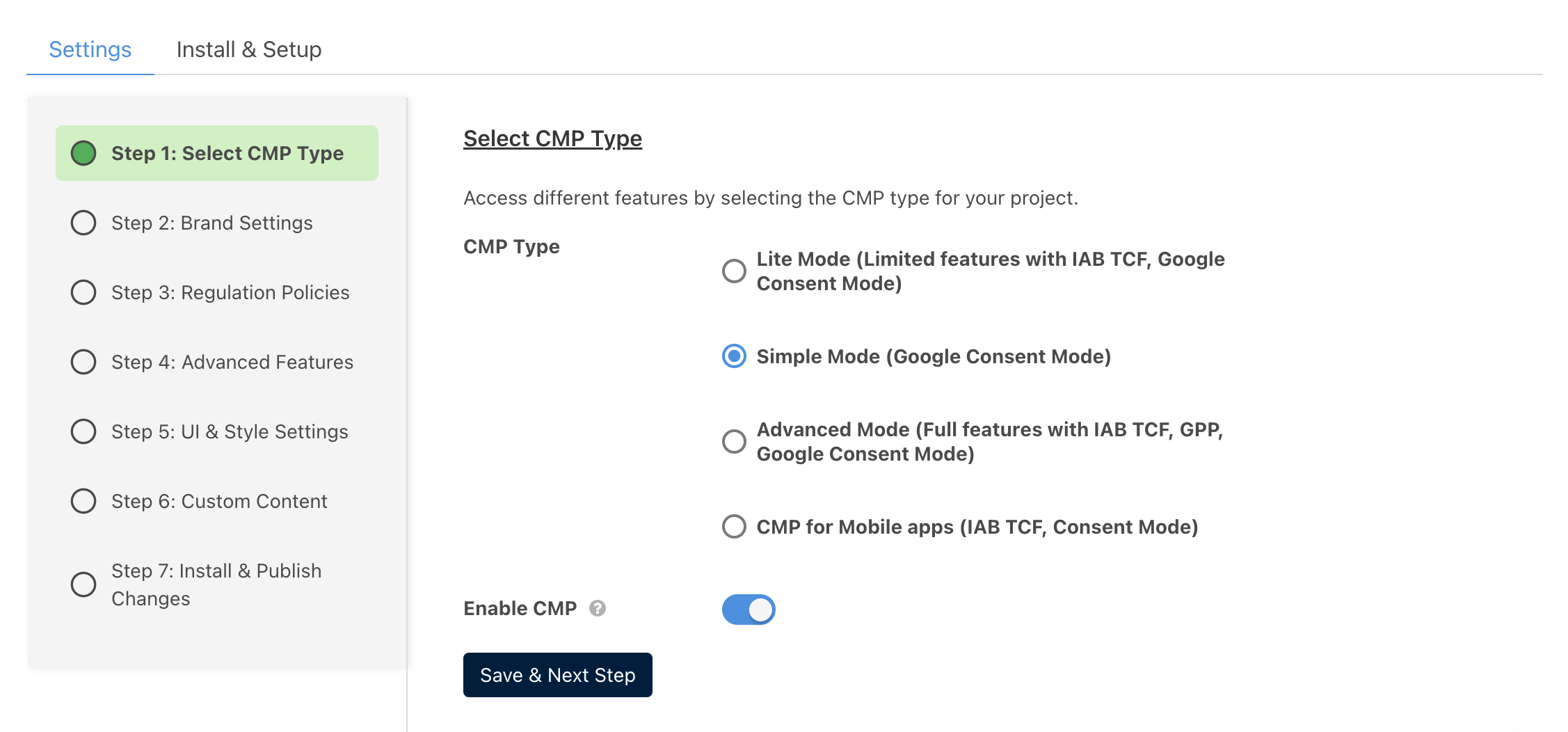 Choose CMP Type