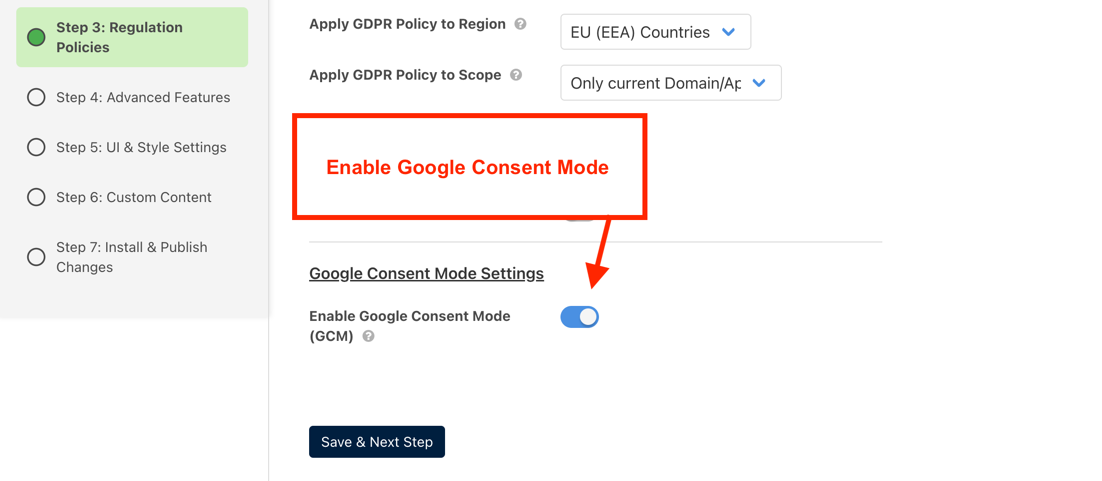 Enable Google Consent Mode